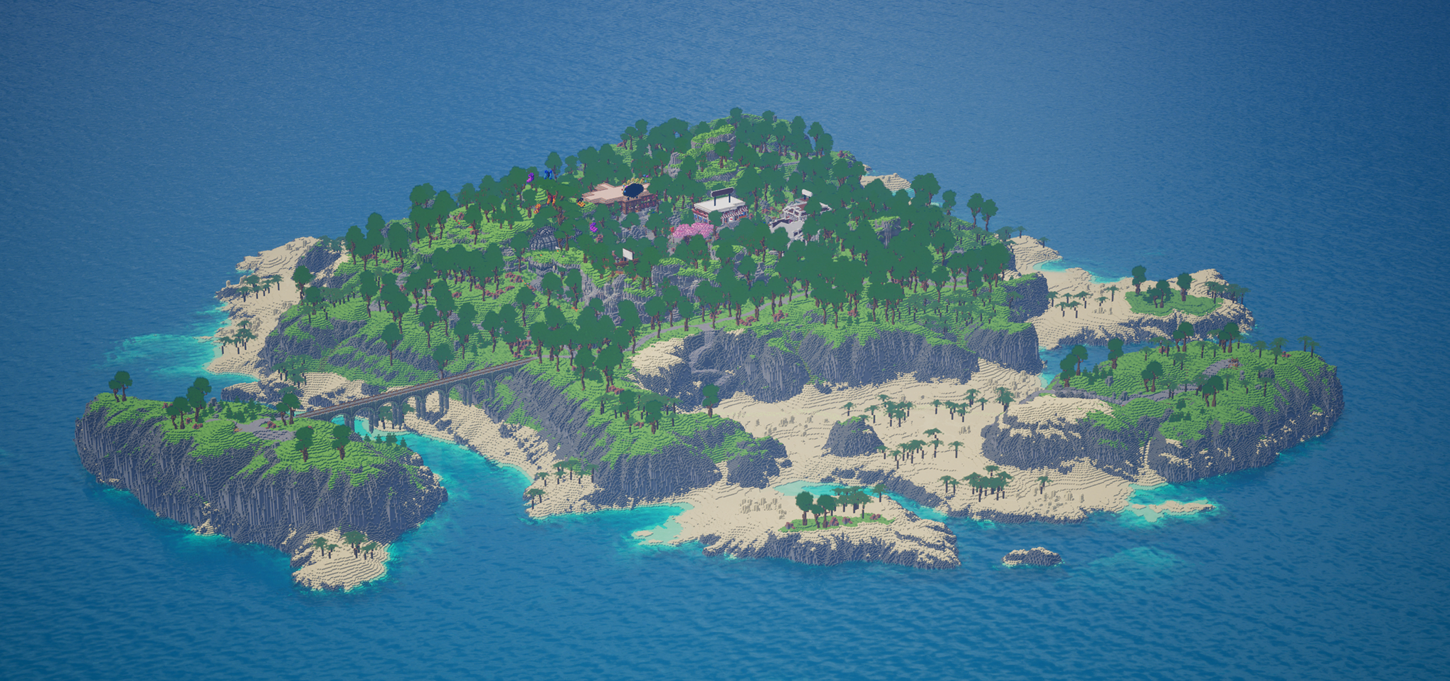 Pixel Paradise, the spawn island of BlockyWorlds